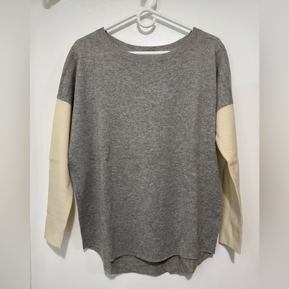 Vince Colorblock Marled Shirttail Sweater Grey/Ivory Size XS